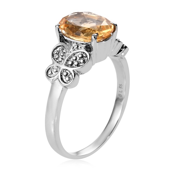 HOST PICK ✅ 3.25 Carat Citrine Gemstone Butterfly Ring in Stainless Steel - Picture 3 of 5